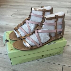 Sarah Jayne Pebbles Rose Gold Gladiator Sandals size 6 NEW